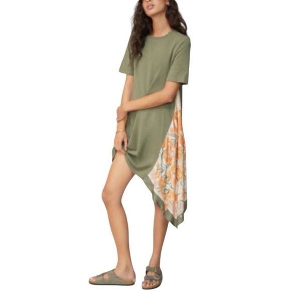 Anthropologie Dresses & Skirts - Anthropologie Saturday Sunday Giulia Contrast Tee Dress - Green - Size XS - NWT